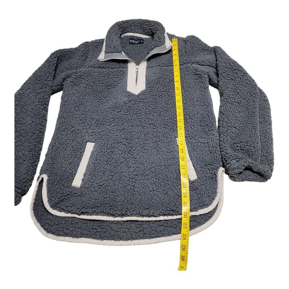Abercrombie & Fitch Pullover Womens Medium Gray Soft A F Sherpa Fleece 1/4 Zip - Picture 9 of 12